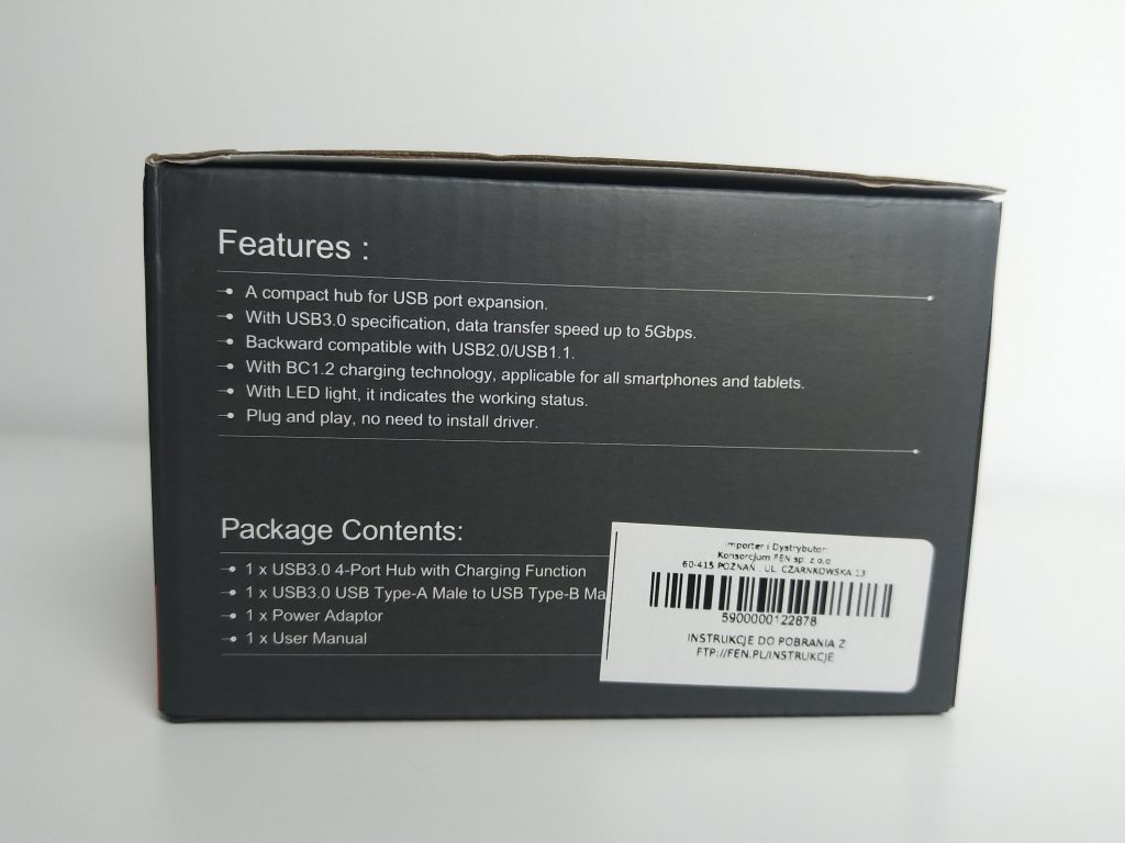 Aktywny HUB 4x USB 3.0 z funkcją ładowania | UNITEK Y-HB03001 20 IMG 20181117 182913