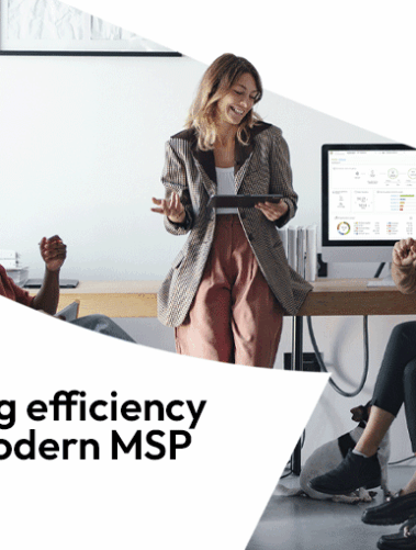 Grafika promocyjna firmy Zyxel Networks przedstawiająca czworo uśmiechniętych profesjonalistów współpracujących w jasnym, nowoczesnym biurze. Po lewej stronie znajduje się duży napis: „Redefining efficiency for the modern MSP” wraz z oznaczeniem wersji „v19.30”. Na ekranach komputerów w tle widoczne są interfejsy paneli zarządzania siecią Nebula.