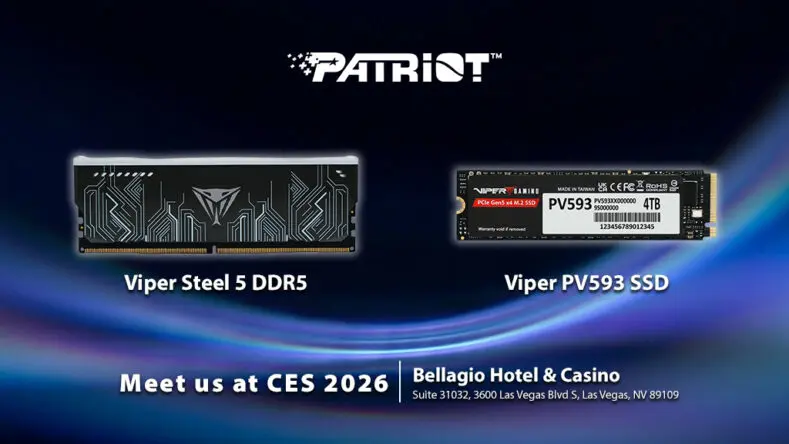 CES 2026: Patriot Memory stawia na wydajność – nowe moduły DDR5 do 10000 MT/s i dyski SSD Gen5 z transferem 14000 MB/s