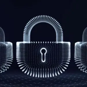 Cyfrowe kłódki na granatowym tle