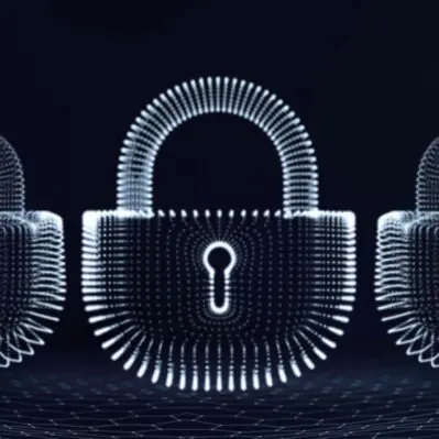 Cyfrowe kłódki na granatowym tle