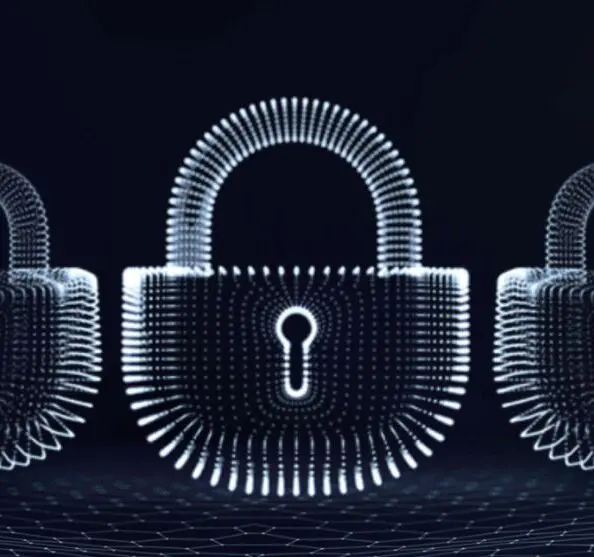 Cyfrowe kłódki na granatowym tle