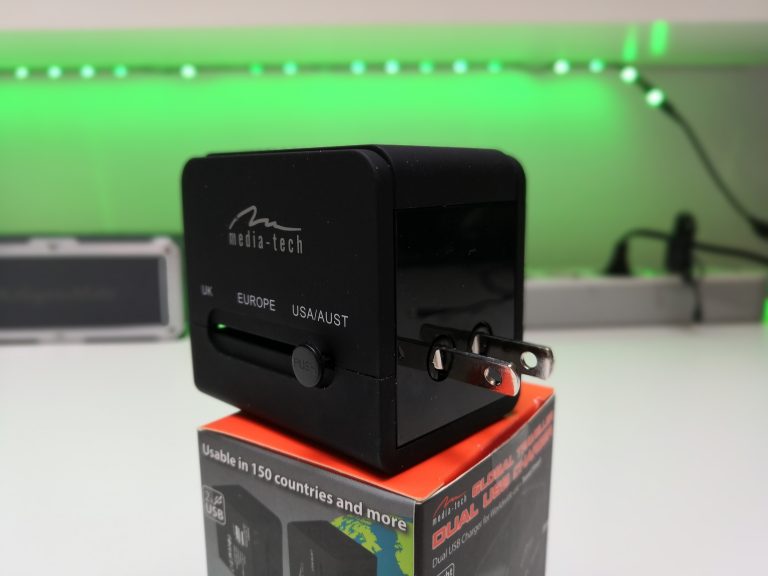Uniwersalna ładowarka podróżna USB | Media-Tech MT6208 GLOBAL TRAVELLER DUAL USB CHARGER