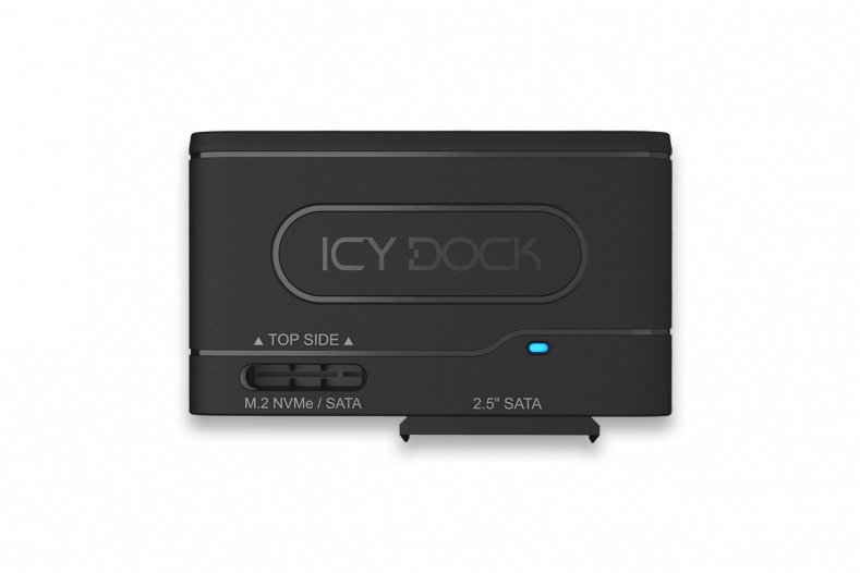 Icy Dock EZ-Adapter MB104U-1SMB – przenośna stacja dokująca USB-C 3.2 dla dysków HDD/SSD SATA 2,5″ i SSD M.2 NVMe/SATA