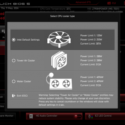 intel default settings 3