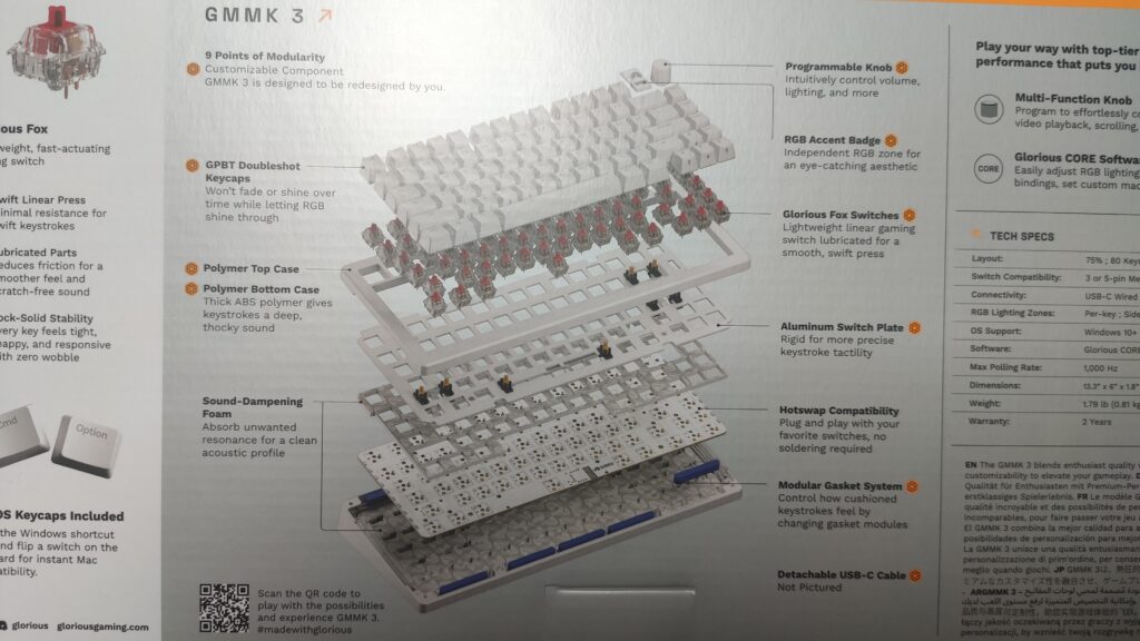 budowa klawiatury Glorious GMMK 3