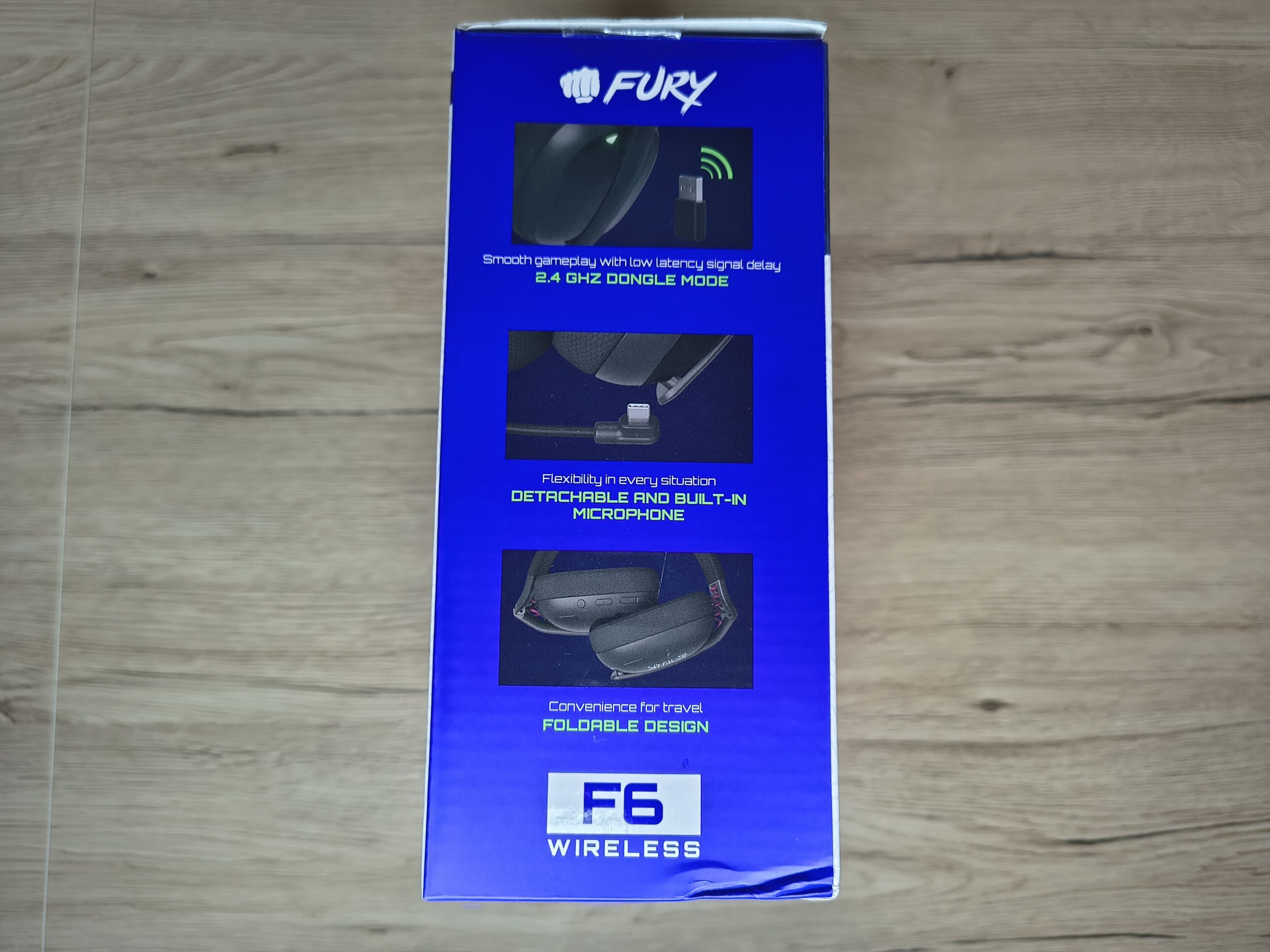 Test FURY Fukiya F6 Tanie, lekkie i bezprzewodowe słuchawki dla graczy? 18 Pudełko od FURY Fukiya F6