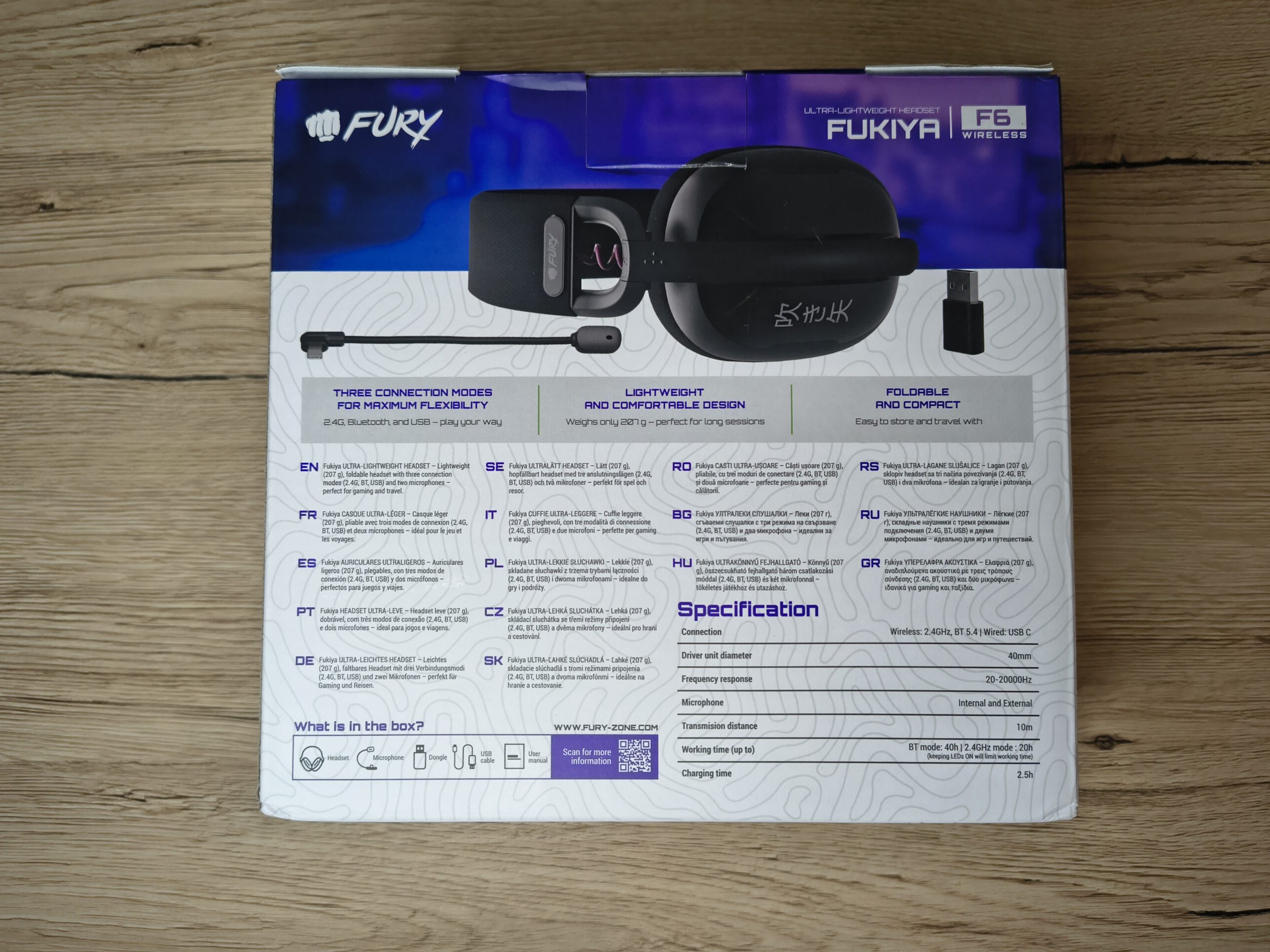 Test FURY Fukiya F6 Tanie, lekkie i bezprzewodowe słuchawki dla graczy? 20 Pudełko od FURY Fukiya F6