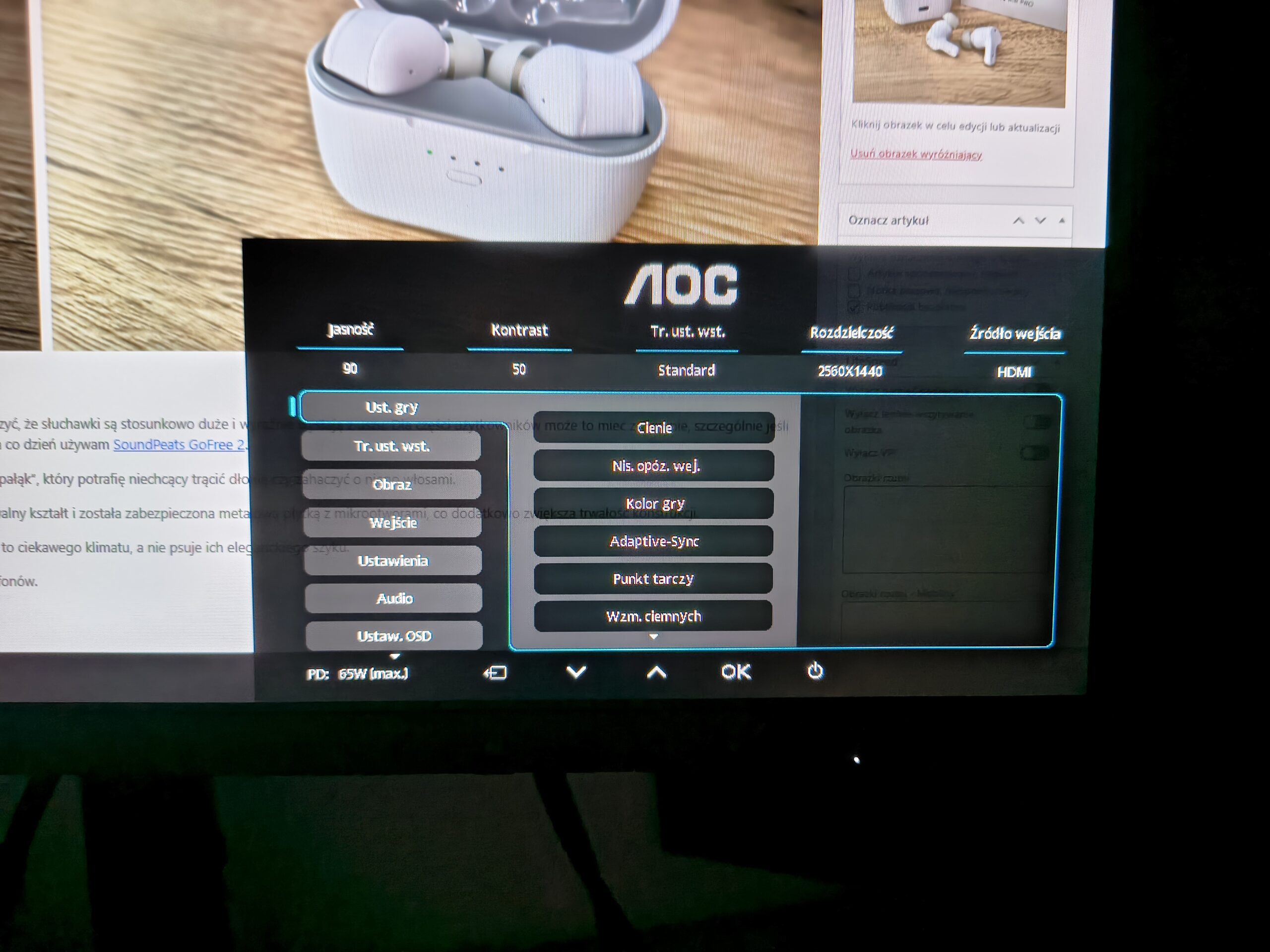 Recenzja AOC Q27E4CV – 27 cali do biura, 120 Hz i 5 lat gwarancji 44 Monitor AOC Q27E4CV