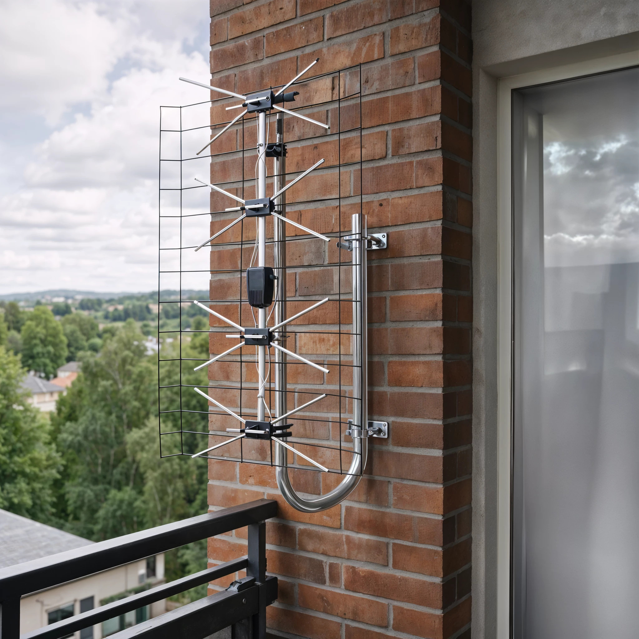 Antena Montis MT198 na zewnątrz, na balkonie, koło okna
