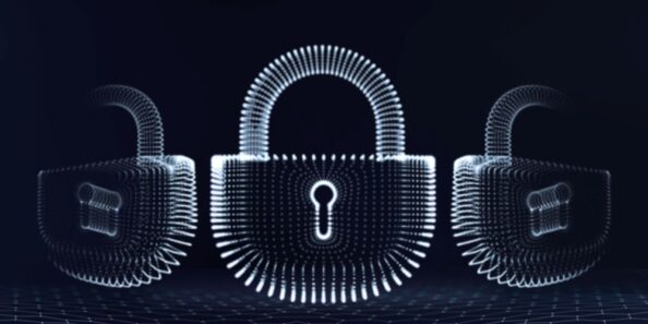 Zabezpieczenie sieci zgodnie z Dyrektywą NIS2 - zaproszenie na webinar 45 Cyfrowe kłódki na granatowym tle