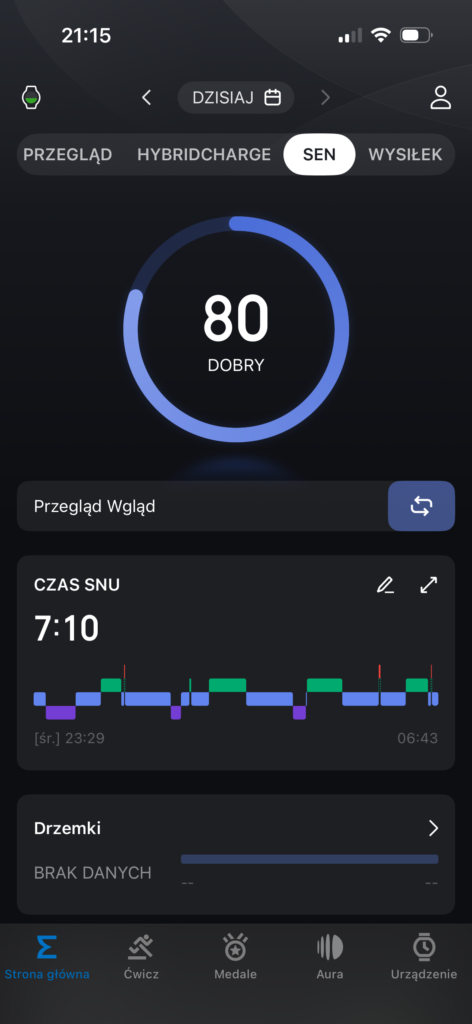 Recenzja Amazfit T-Rex 3 Pro 44 mm Tactical Black czyli mniejszy, czarny twardziel 58 Sen