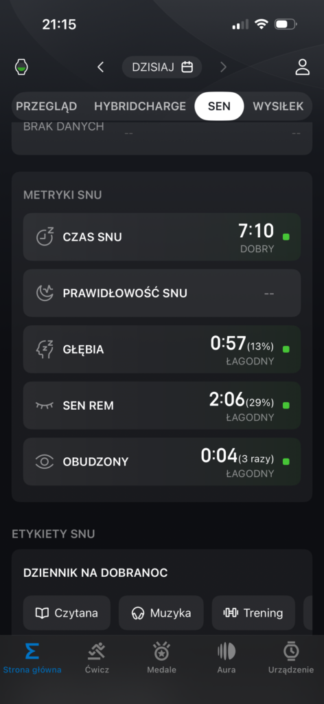 Recenzja Amazfit T-Rex 3 Pro 44 mm Tactical Black czyli mniejszy, czarny twardziel 59 Sen