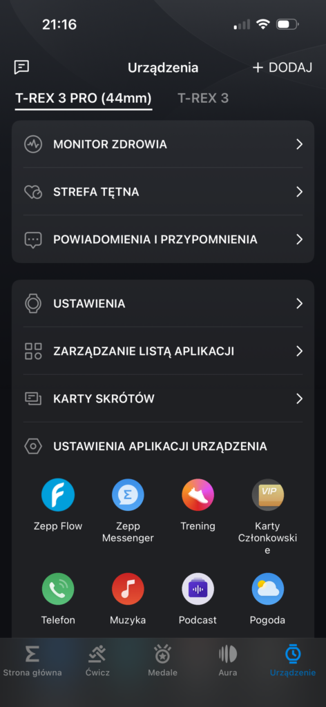 Recenzja Amazfit T-Rex 3 Pro 44 mm Tactical Black czyli mniejszy, czarny twardziel 38 Aplikacja