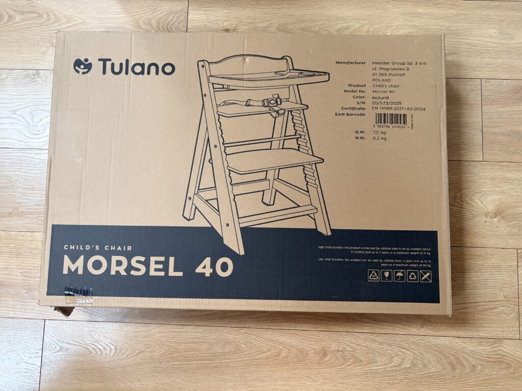 Tulano Morsel 40 Natural - drewniane krzesełko do karmienia, które ma wystarczyć nawet na 12 lat 2 Opakowanie
