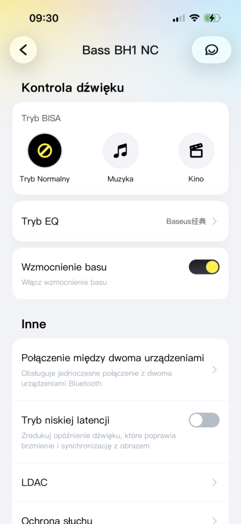 Baseus BH1 NC – słuchawki z ANC, LDAC i baterią, której nie trzeba często ładować 21 Aplikacja możliwości