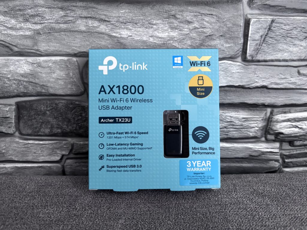 TP-Link Archer TX23U - mały adapter USB Wi-Fi 6 AX1800, który może szybko odświeżyć starszy komputer 1 Opakowanie