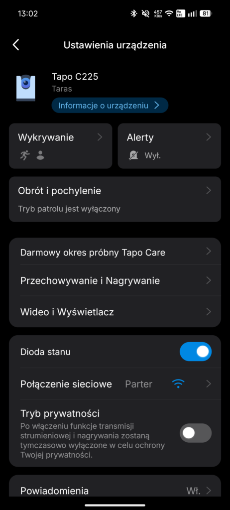 TP-Link Tapo C225 – obrotowa kamera z nadzwyczajnie dobrym obrazem nocnym 10 Screenshot 20260810 130247
